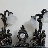 دکوری پلی استر دو شمعدان ویک ساعت شیک