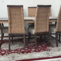 میز نهار خوری ۸ نفره ترکیبی حسیر بافی وکف پارچه|میز و صندلی غذاخوری|پردیس, فاز ۱۱|دیوار