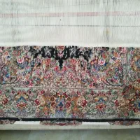 فرش نیمه کاره قالیچه خطیبی گلدانی