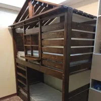 تخت دوطبقه تمام چوب دست ساز در حد نو