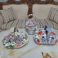 سبدگل چینی گلبرجسته تزئینی دکوری