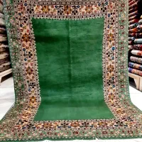 سه متری قشقایی سبز پشم دست ریس رنگ طبیعی