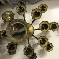 دو عدد لوستر ۱۶ شاخه برنز اصل قدیمی|لوستر و چراغ آویز|دامغان, |دیوار