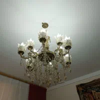 لوستر برنزی شش شاخه دوازده شعله|لوستر و چراغ آویز|قزوین, |دیوار