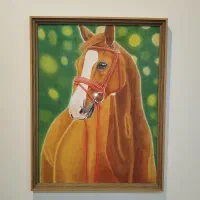 تابلو نقاشی/ اسب/ پاستل گچی/ کاردست