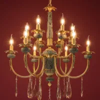 لوستر نئوکلاسیک ۱۲شعله پرکار ترکیب سنگ و برنز