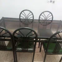 میز شیشه ای با 6صندلی