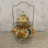 قهوه خوری و قندون ۶ نفره کاملا نو با پایه