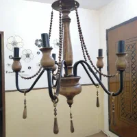لوستر چوبی 5شاخه|لوستر و چراغ آویز|مشهد, رسالت|دیوار