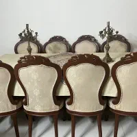 سرویس چوب ،مبل ۷ نفره و میز نهار خوری ۸ نفره