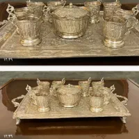 عدد گالش  قندان سینی  برنج‌باابکاری‌زخیم نقره