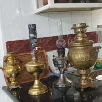 سماور برنجی با چراغ گردسوز