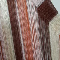 پرده پارچه ای کرم قهوه ای ریسه ای،ریش ریش،شرشره ای