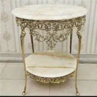 میز خاطره برنز  قطر ۵۰ دو طبقه سنگ مرمر اصل