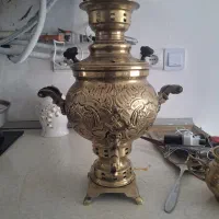 سماور برنجی / طرح خاص شیر و خورشید