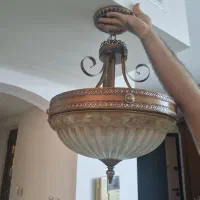 دو عدد لوستر فلزی طرح چوب مناسب سالن و اشپزخانه