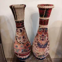 گلدان کوزه ای با روکش فرش و جاجیم دستباف کرمانی