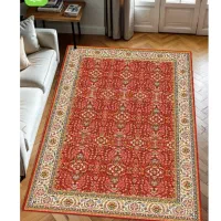 فرش مرینوس کلکسیون آنتیک طرح کمند رنگ لاکی