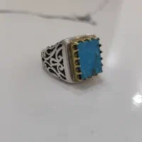 انگشتر فیروزه نیشابور دست ساز اصل و الماس و زبرجد