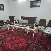 سرویس مبل ۹ نفره نیمه کلاسیک بسیار سالم و تمیز|مبلمان خانگی و میز عسلی|تربت جام, والفجر|دیوار