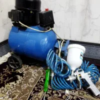 پمپ بادوتفنگی.پیستوله رنگ وشیلنگ ۱۵متری