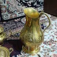 ست سماور و قوری برنجی جنس اعلا اعلا بسیار براق