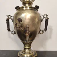 سماور زغالی برنجی ۵ لیتری مهردار بسیار سنگین وزن