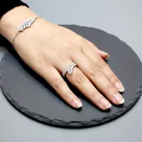 ست انگشتر و دستبند نقره زنانه با آبکاری طلا سفید|جواهرات|اصفهان, چرخاب|دیوار