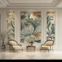 نقاشی ساختمان طرح کاغذدیواری پتینه کاری میکروسمنت