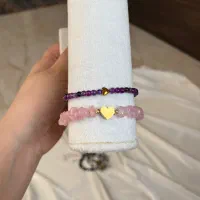 دستبند سنگ رزکوارتز و آمیتیسیت