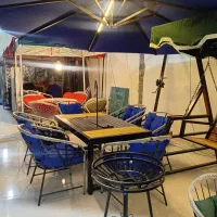 اتشدان ست باغی آبی  سایبان  چتر