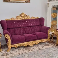 سرویس مبلمان سلطنتی سالم با سه عدد میز چوبی|مبلمان خانگی و میز عسلی|کاشمر, |دیوار