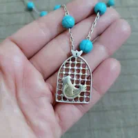 گردن بندفیروزه مرغ آمین نقره ۹۲۵|جواهرات|شیراز, تاچارا|دیوار