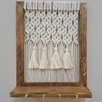 جاکلیدی شلف دار مکرومه|کتابخانه، شلف، قفسههای دیواری|آران و بیدگل, |دیوار