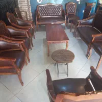 مبل فرحی سه گل قدیمی چوب گردو
