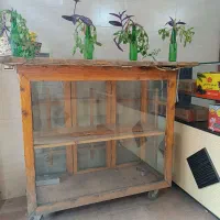 بوفه چرخ دار چوب و شیشه