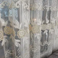 پرده توری گلدوزی ترک+والان کلیشه پفکی +پرده حریر