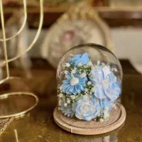 باکس شیشه ای شمع گل مناسب هدیه