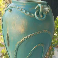 گلدان سفالی پتینه کاری نقاشی طرح مدرن دکوری|مجسمه، تندیس، ماکت|همدان, |دیوار