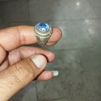 انگشتر توپاز کلاسیک آبی سوئیسی اصل