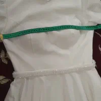 لباس عروس عقد نامزدی فرمالیته پوشیده ۳۸ و دسته گل|لباس|جعفرآباد, |دیوار