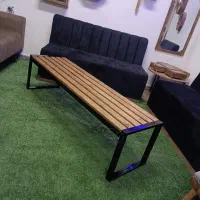 پاف بدنه فلزی با رویه چوبی ،پاف نیمکتی رویه دوختی|صندلی و نیمکت|تبریز, |دیوار