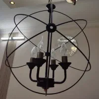 لوستر مدرن مشکی ۴ شعله با لامپ شمعی|لوستر و چراغ آویز|مشهد, سمزقند|دیوار