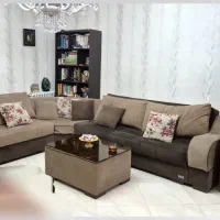 مبل راحتی ۷نفره  ال تختخواب شو همراه پاف