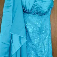 لباس مجلسی آبی کار دست با شال حریر،پارچه وارداتی|لباس|تهران, پاسداران|دیوار