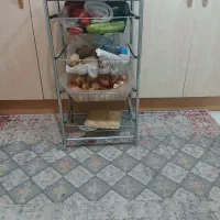 جا سیب پیاز و غیره استیل با رو چوب چهار طبقه