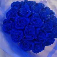 فروش دسته گل روبانی آبی رنگ شاین دار