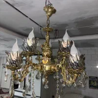 لوستر برنجی پنج شاخه|لوستر و چراغ آویز|اراک, |دیوار