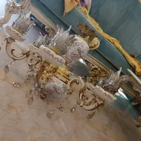 لوستر برنج و سرامیک ۶ شاخه|لوستر و چراغ آویز|شیراز, زرگری|دیوار