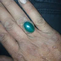 انگشتر نقره  نگین سنگ عقیق سبز|جواهرات|چهارباغ, |دیوار